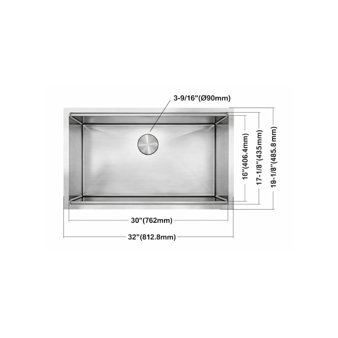 LUVUL Workstation R10 Handmade Sink – Single Bowl – 18G Stainless Steel