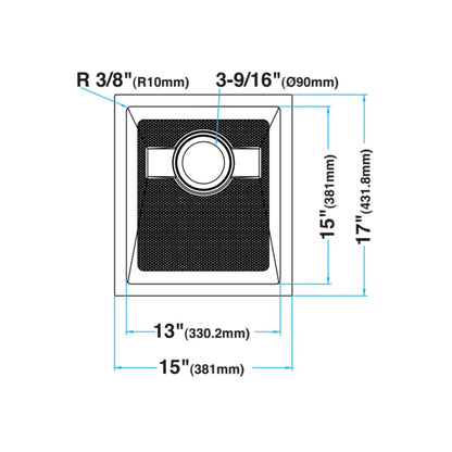 LUVUL 15-INCH UNDERMOUNT 16G R10 COMPACT RADIUS WITH SPEEDY DRAIN TECHNOLOGY BAR/PREP SINK STAINLESS STEEL SINGLE BOWL 462921