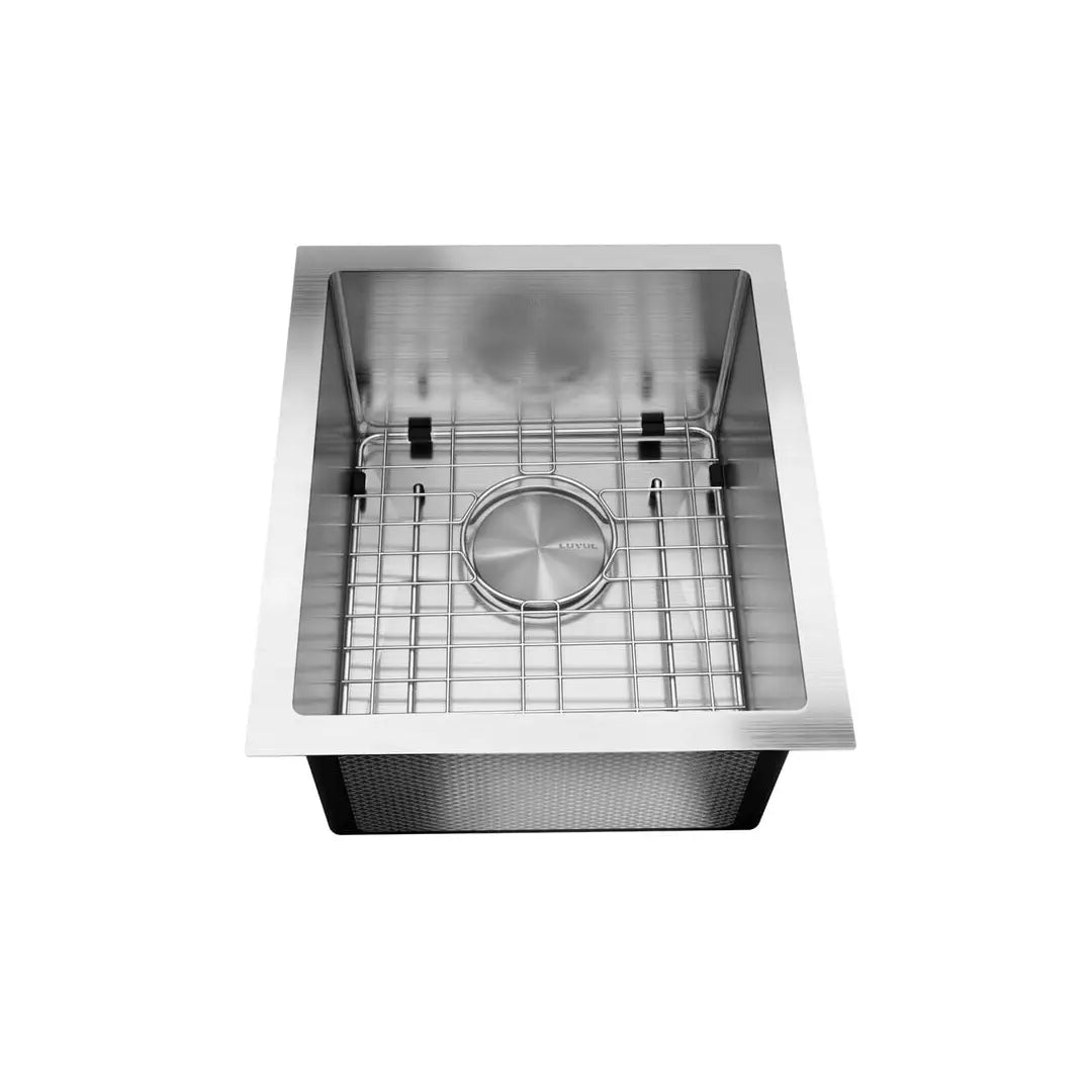 LUVUL 15-INCH UNDERMOUNT 16G R10 COMPACT RADIUS WITH SPEEDY DRAIN TECHNOLOGY BAR/PREP SINK STAINLESS STEEL SINGLE BOWL 462921