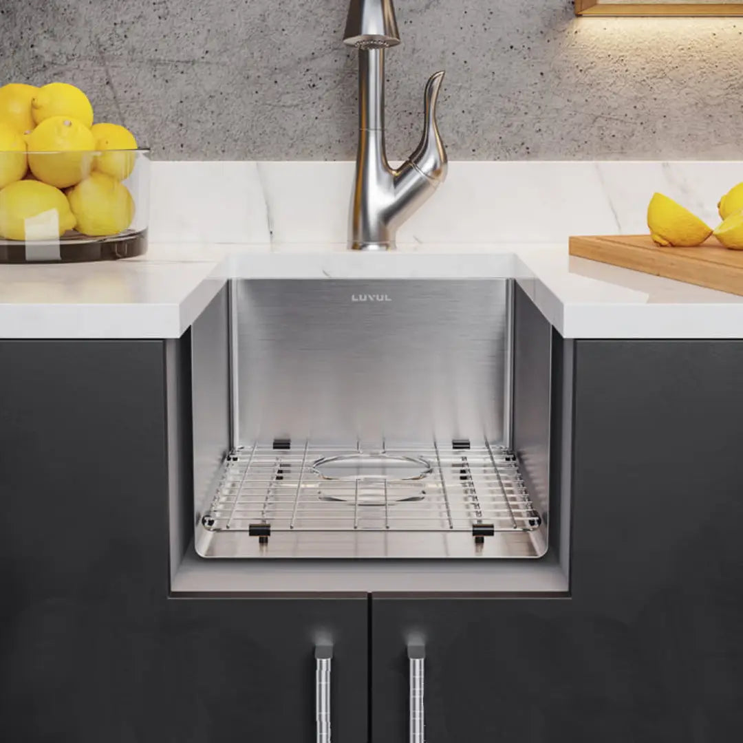 LUVUL 15-INCH UNDERMOUNT 16G R10 COMPACT RADIUS WITH SPEEDY DRAIN TECHNOLOGY BAR/PREP SINK STAINLESS STEEL SINGLE BOWL 462921
