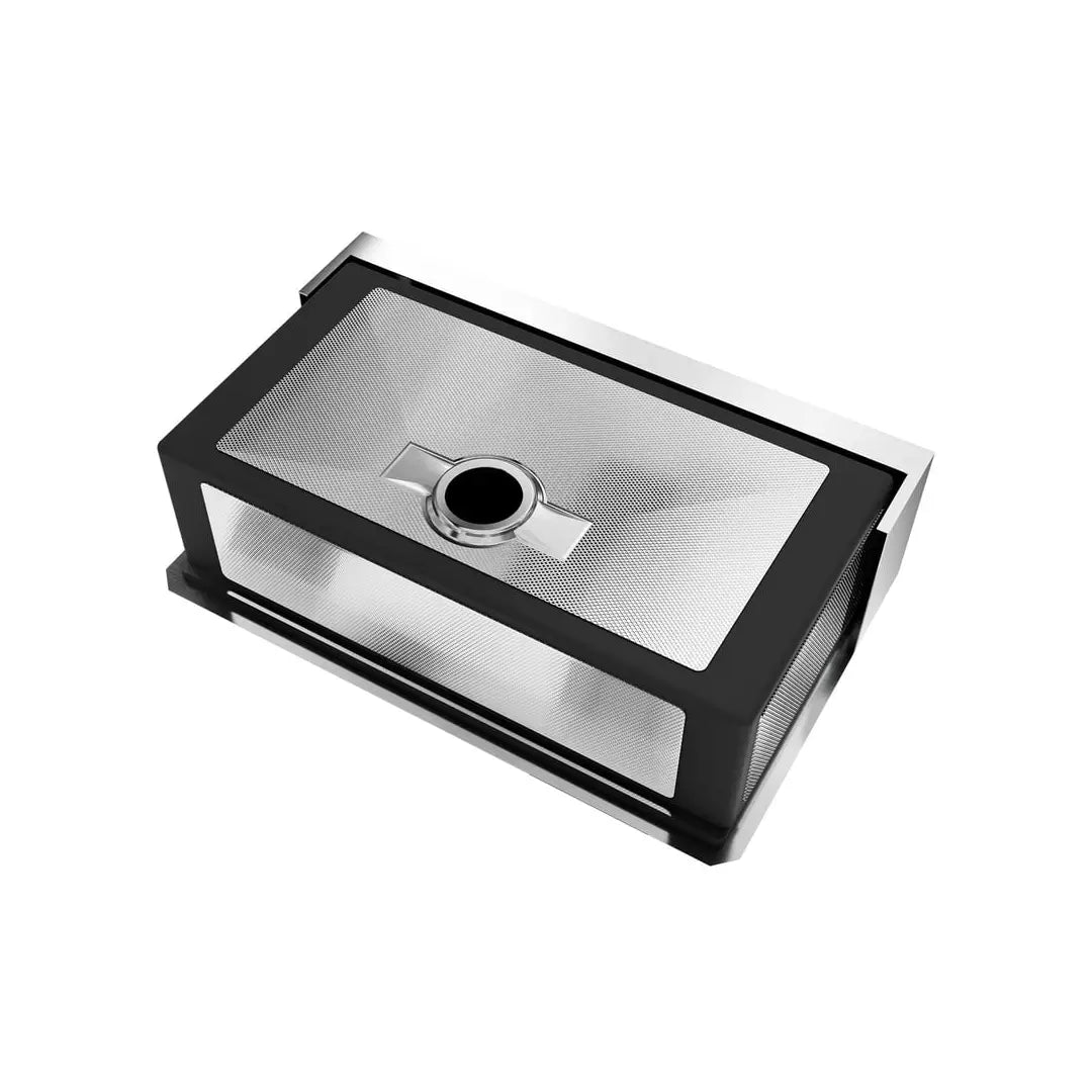 LUVUL 33-INCH WORKSTATION LEDGE FARMHOUSE FLAT APRON-FRONT 16G R10 COMPACT RADIUS WITH SPEEDY DRAIN TECHNOLOGY KITCHEN SINK STAINLESS STEEL SINGLE BOWL 504071 COMBO MAX