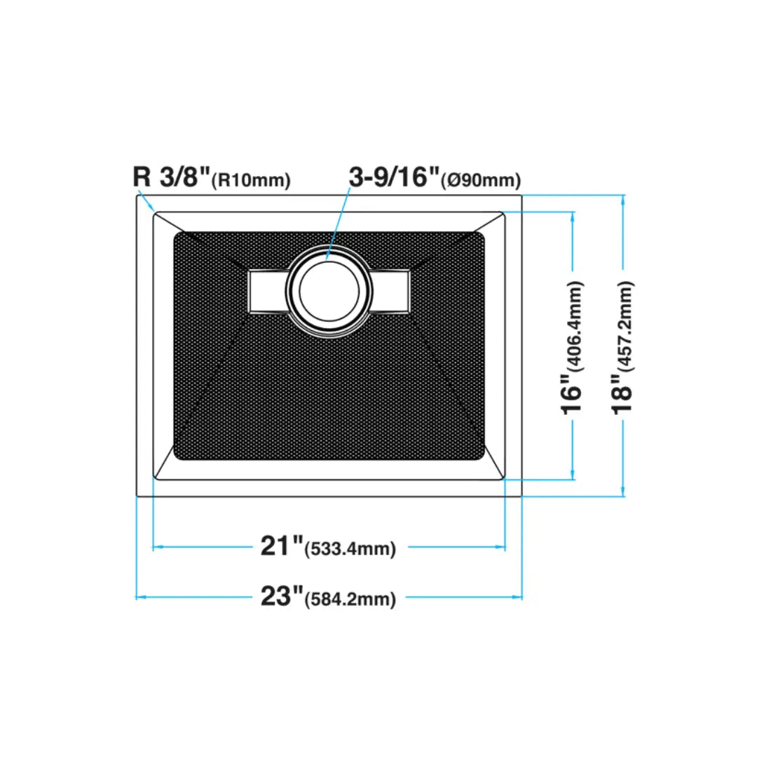 LUVUL 23-INCH UNDERMOUNT 16G R10 COMPACT w/ SPEEDY DRAIN TECHNOLOGY KITCHEN SINK S/S SINGLE BOWL 959803