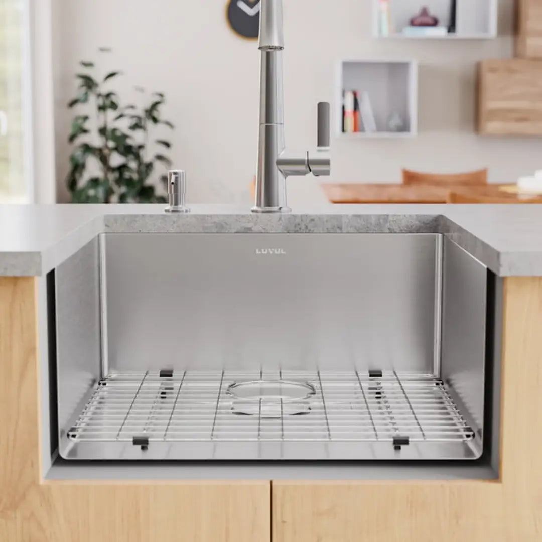 LUVUL 23-INCH UNDERMOUNT 16G R10 COMPACT w/ SPEEDY DRAIN TECHNOLOGY KITCHEN SINK S/S SINGLE BOWL 959803
