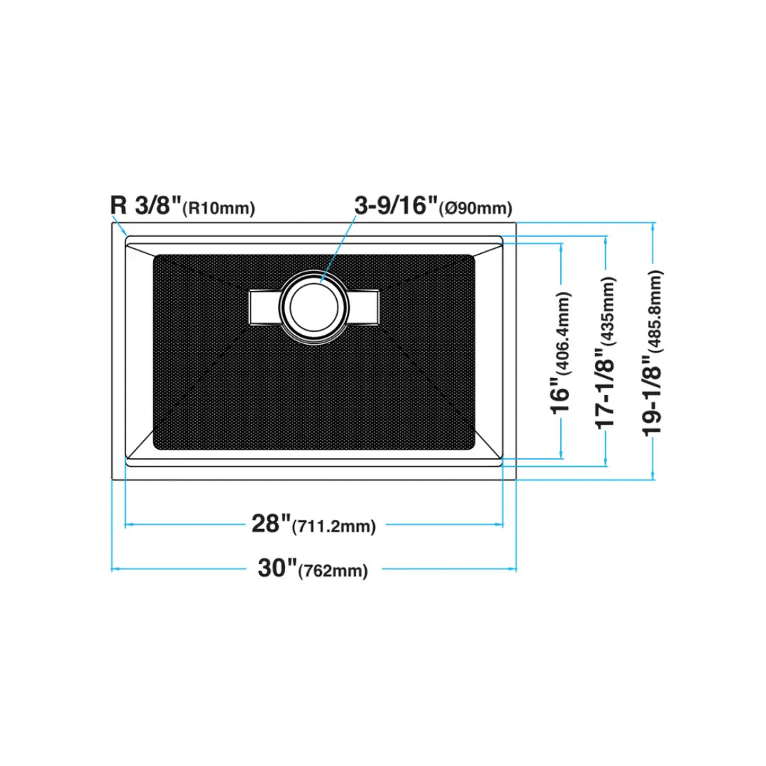 LUVUL 30 INCH WORKSTATION LEDGE UNDERMOUNT 16G R10 COMPACT RADIUS WITH SPEEDY DRAIN TECHNOLOGY KITCHEN SINK STAINLESS SINGLE BOWL 839086 COMBO MAX