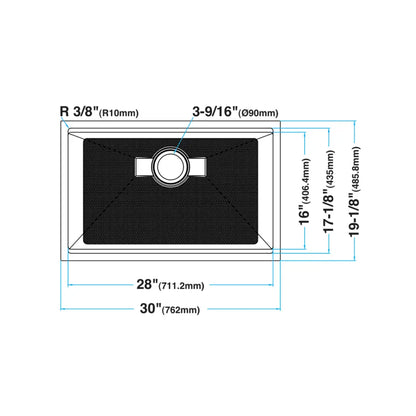 LUVUL 30 INCH WORKSTATION LEDGE UNDERMOUNT 16G R10 COMPACT RADIUS WITH SPEEDY DRAIN TECHNOLOGY KITCHEN SINK STAINLESS SINGLE BOWL 839086 COMBO MAX
