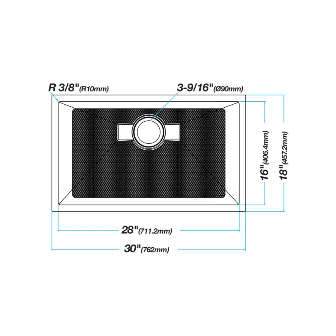 LUVUL 30-INCH UNDERMOUNT 16G R10 COMPACT RADIUS WITH SPEEDY DRAIN TECHNOLOGY KITCHEN SINK STAINLESS STEEL SINGLE BWL 198793