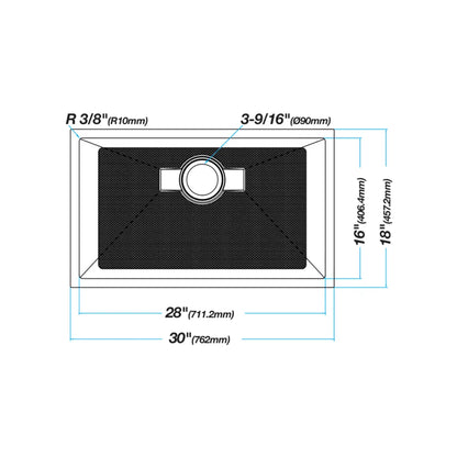 LUVUL 30-INCH UNDERMOUNT 16G R10 COMPACT RADIUS WITH SPEEDY DRAIN TECHNOLOGY KITCHEN SINK STAINLESS STEEL SINGLE BWL 198793