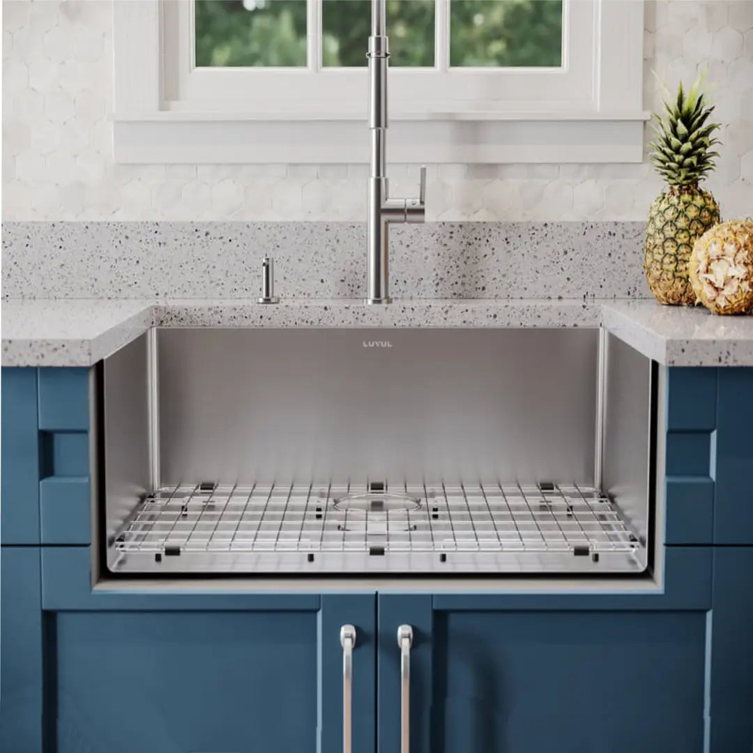 LUVUL 30-INCH UNDERMOUNT 16G R10 COMPACT RADIUS WITH SPEEDY DRAIN TECHNOLOGY KITCHEN SINK STAINLESS STEEL SINGLE BWL 198793