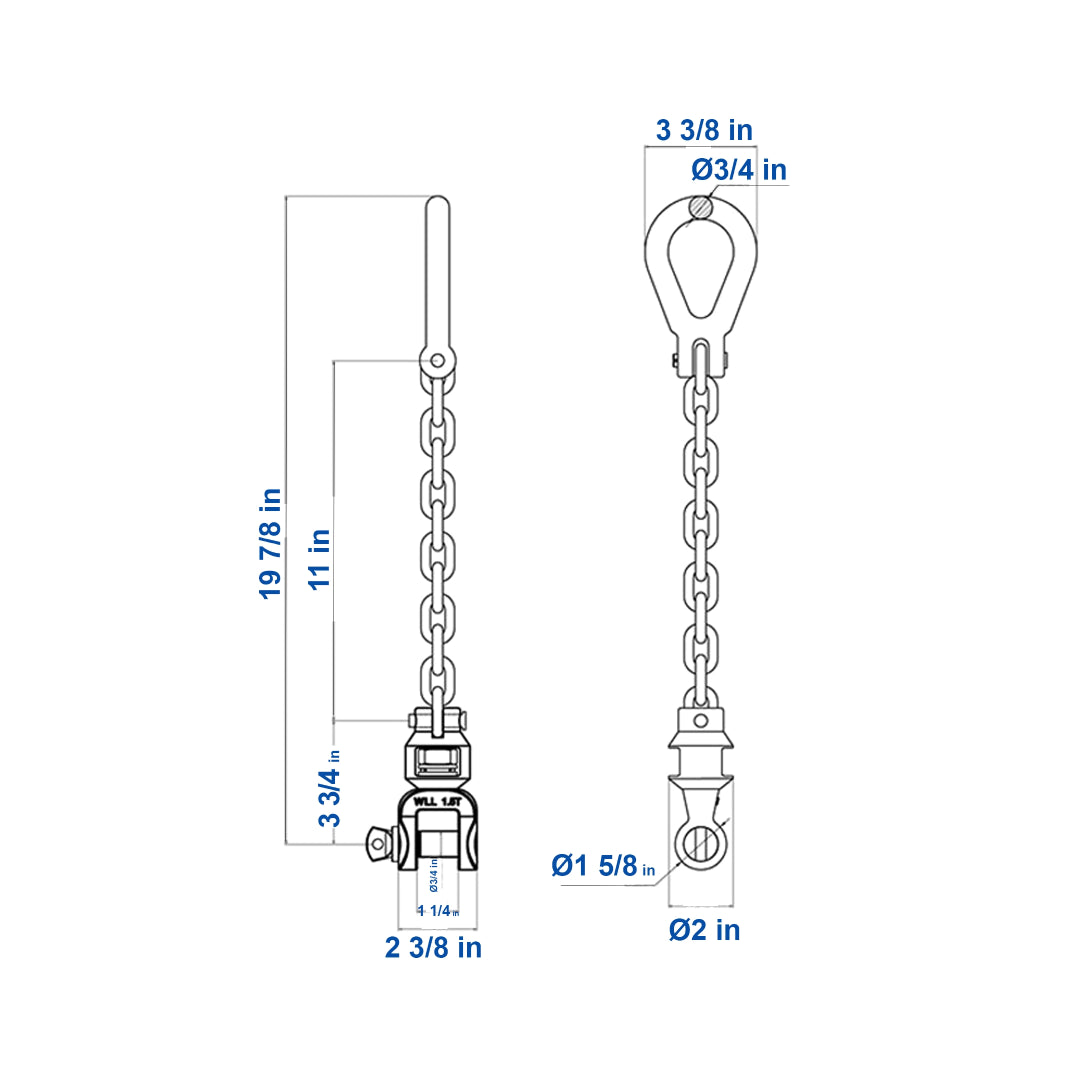 SSC1.5T Combo Swivel Chain, Lifting lug - 1.5T