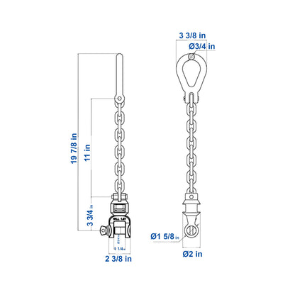 SSC1.5T Combo Swivel Chain, Lifting lug - 1.5T