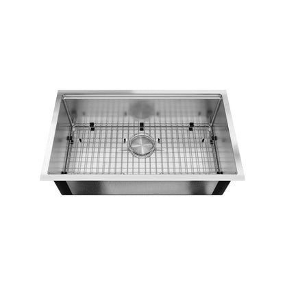 LUVUL 32-INCH WORKSTATION LEDGE UNDERMOUNT 16G R10 COMPACT RADIUS WITH SPEEDY DRAIN TECHNOLOGY KITCHEN SINK S/STEEL SINGLE BOWL 269570 COMBO MAX