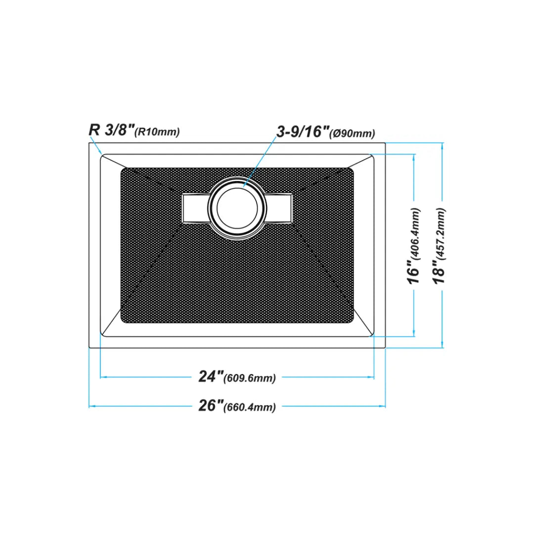 LUVUL 26-INCH UNDERMOUNT 16G R10 COMPACT RADIUS WITH SPEEDY DRAIN TECHNOLOGY KITCHEN SINK S/STEEL SINGLE BWL 425051