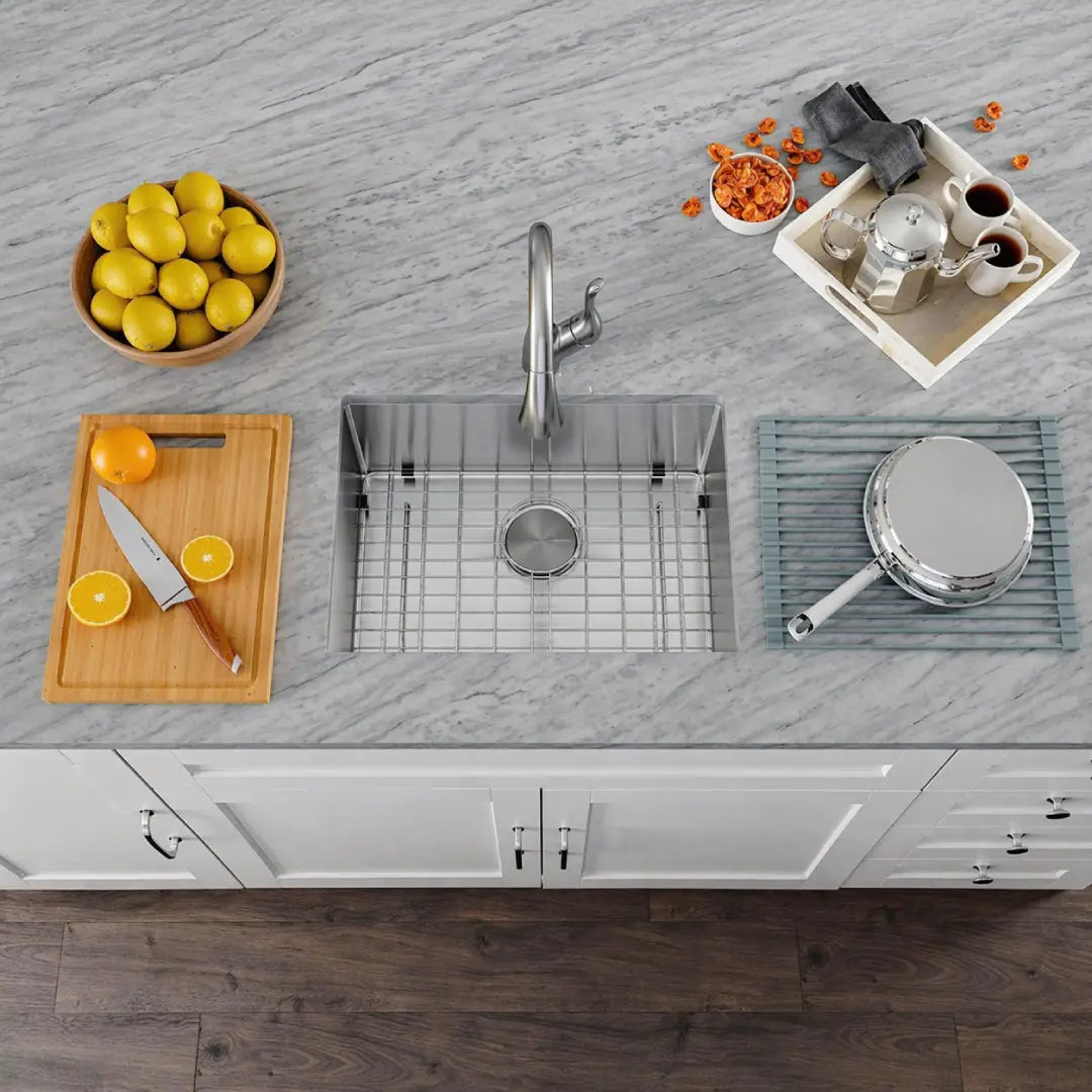 LUVUL 26-INCH UNDERMOUNT 16G R10 COMPACT RADIUS WITH SPEEDY DRAIN TECHNOLOGY KITCHEN SINK S/STEEL SINGLE BWL 425051