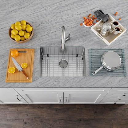 LUVUL 26-INCH UNDERMOUNT 16G R10 COMPACT RADIUS WITH SPEEDY DRAIN TECHNOLOGY KITCHEN SINK S/STEEL SINGLE BWL 425051