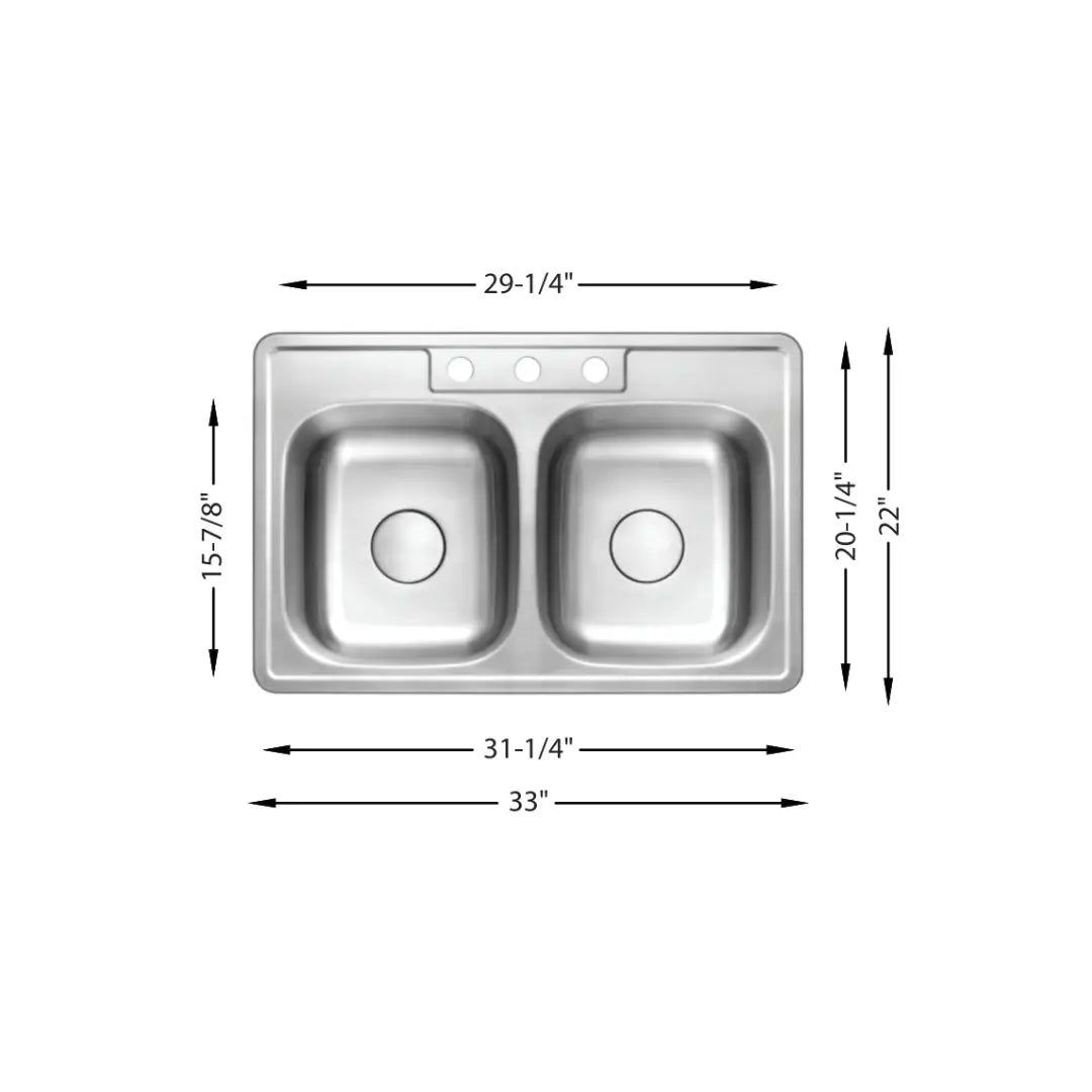 LUVUL Undermount Double Bowl Kitchen Sink - 861242