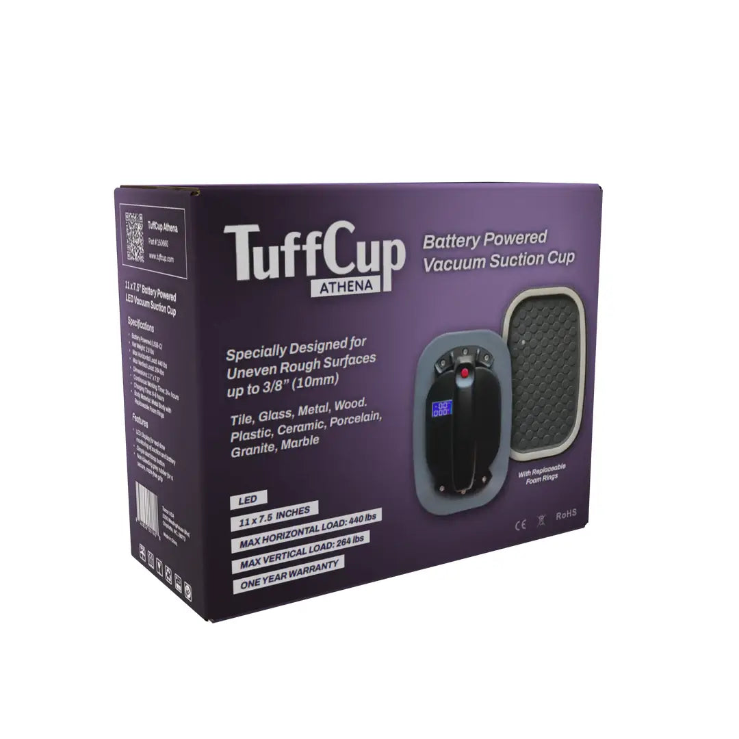 TUFFCUP ATHENA 11" LED BATTERY POWERED VACUUM CUP – HEAVY-DUTY SUCTION FOR ROUGH SURFACES