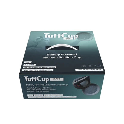 TUFFCUP EOS 9" LED ELECTRIC BATTERY POWERED VACUUM CUP – HEAVY-DUTY SUCTION FOR GLASS, STONE & METAL
