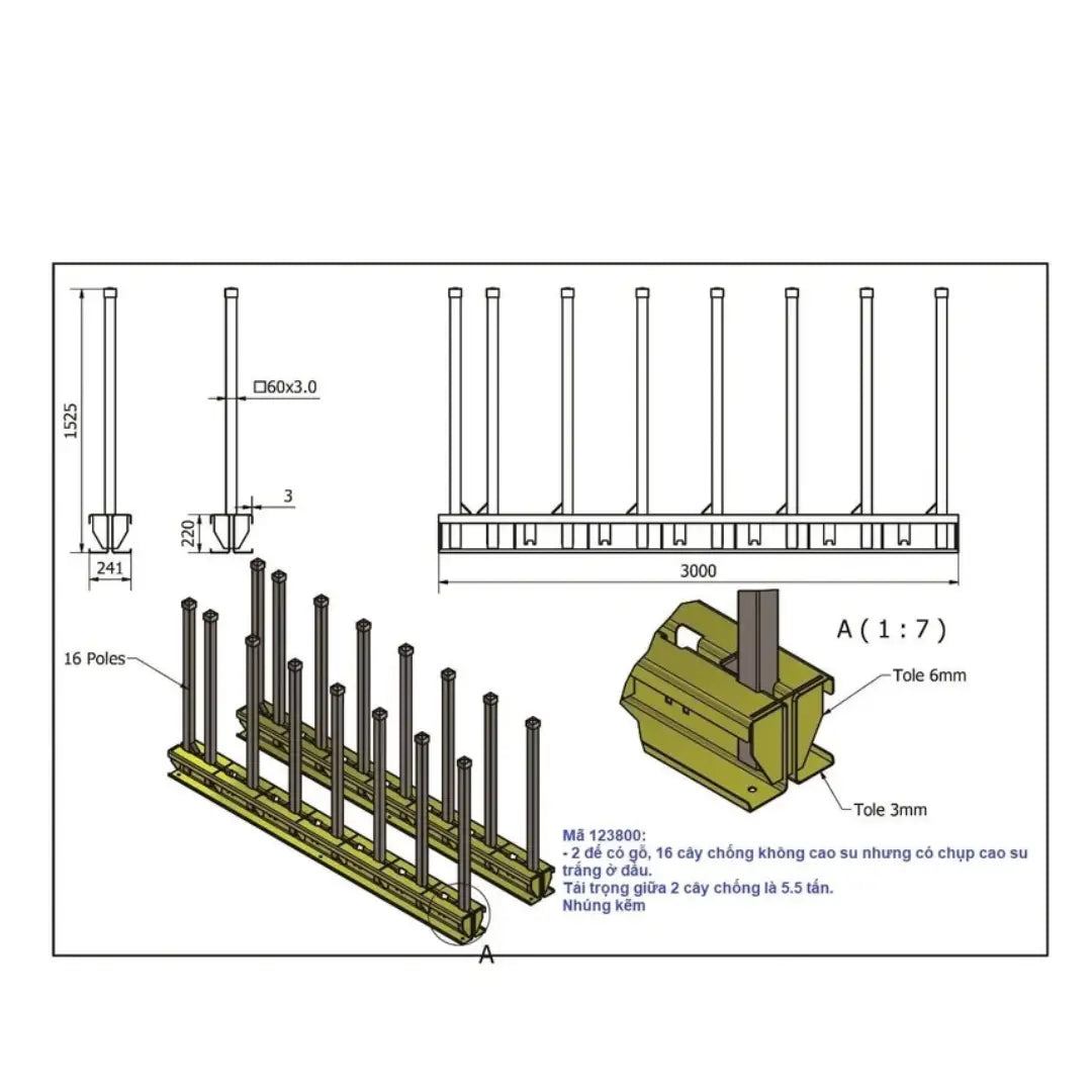 Weha 5.5 Ton 10' Slab Rack with 16 Galvanized Poles