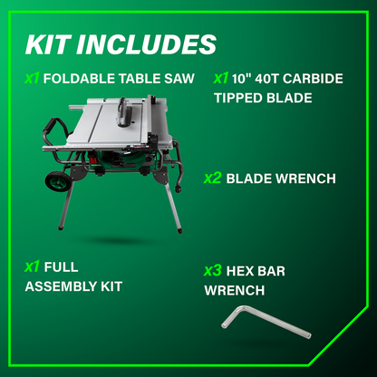 10 Inch Table Saw with Fold and Roll Stand