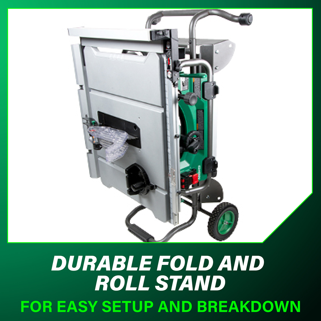 10 Inch Table Saw with Fold and Roll Stand