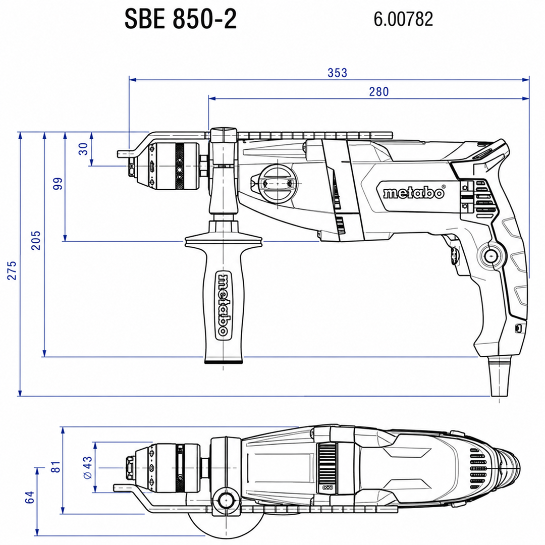 Metabo 600782620 SBE 850-2 1/2" Hammer Drill