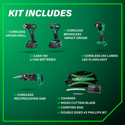 18V MultiVolt™ 4-Piece Combo Kit (2 x 2.0 Ah)