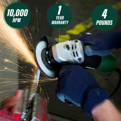 4-1/2 Inch 6.2 Amp Slide Switch Angle Grinder Kit w/ 5 Abrasive Wheels