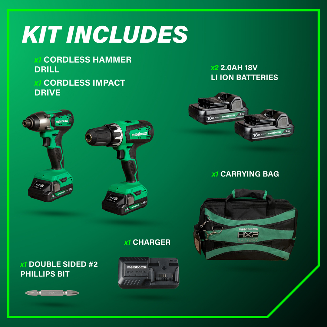18V Hammer Drill and Impact Driver Combo Kit