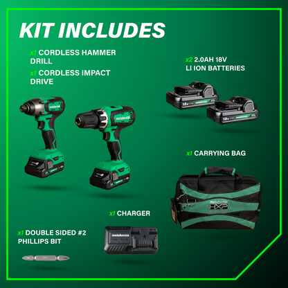 18V Hammer Drill and Impact Driver Combo Kit
