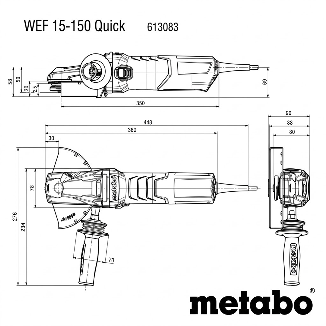 WEF 15-150 Quick (613083420) 6" Flat-Head Angle Grinder