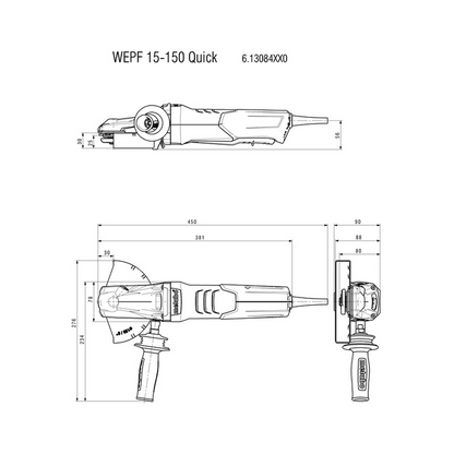 WEPF 15-150 Quick (613084420) 6" Flat-Head Angle Grinder