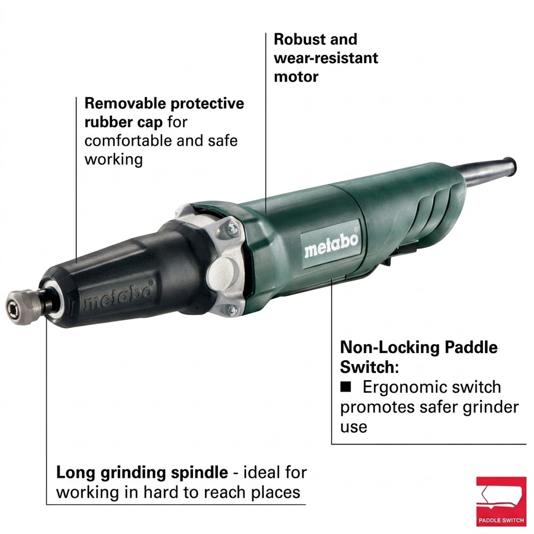 Metabo GP 400 (601053420) Die Grinder - 30,000 RPM - 3.5 AMP w/Non-locking Paddle, AC/DC