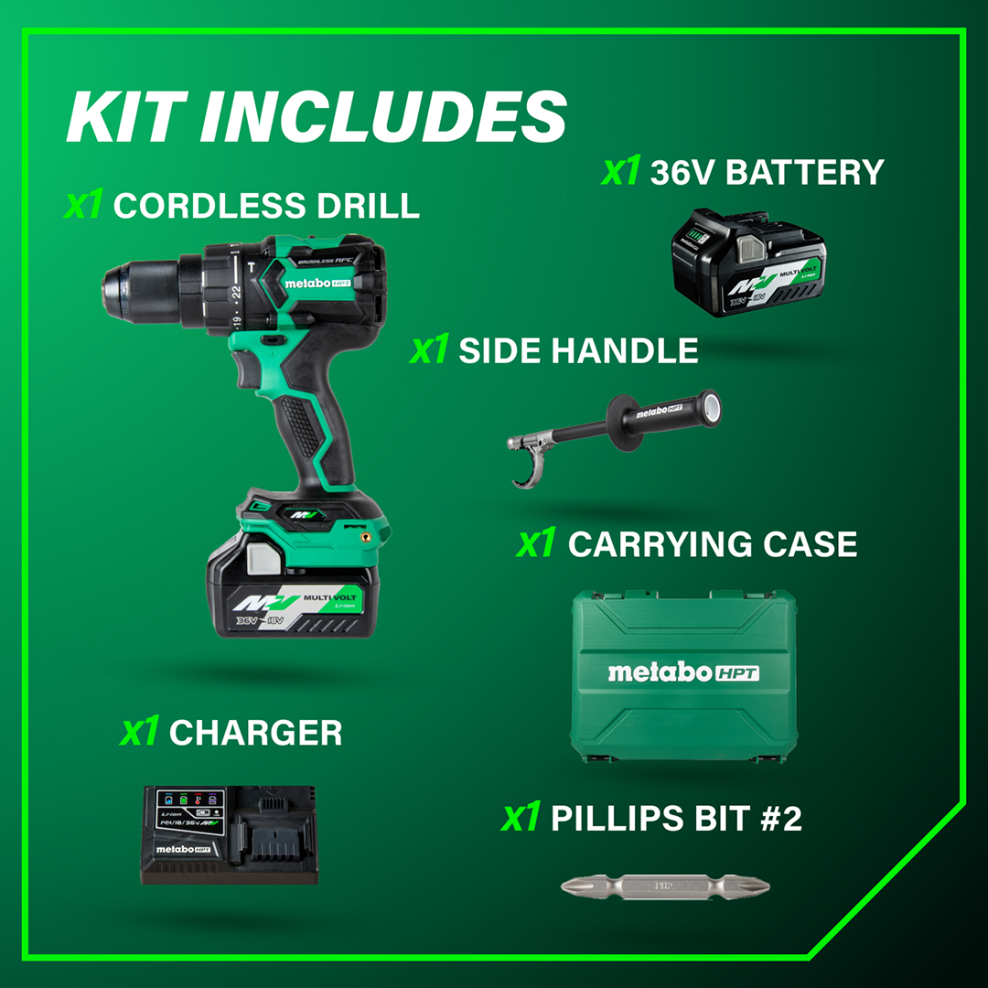 36V MultiVolt™ Cordless Brushless 1/2" Hammer Drill Kit