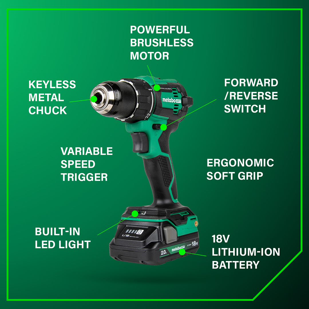 18V MultiVolt™ 1/2" Cordless Brushless Driver Drill Kit (2 x 2.0Ah)