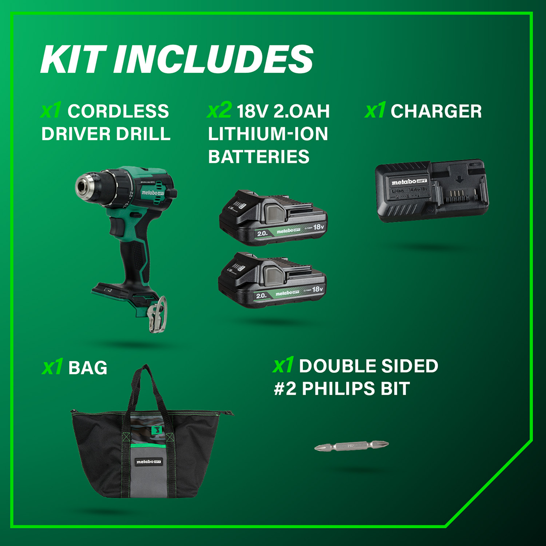 18V MultiVolt™ 1/2" Cordless Brushless Driver Drill Kit (2 x 2.0Ah)