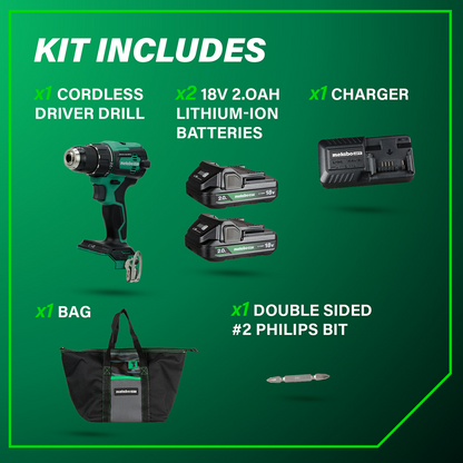 18V MultiVolt™ 1/2" Cordless Brushless Driver Drill Kit (2 x 2.0Ah)
