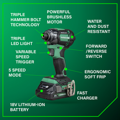 18V MultiVolt™ Cordless Triple Hammer BOLT Impact Driver