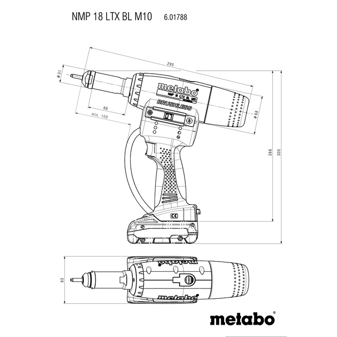 NMP 18 LTX BL M10 (601788840) Cordless Rivet Nut Gun