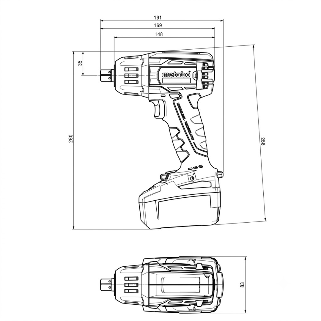 Metabo SSW 18 LTX 400 BL bare - 1/2" Sq. Brushless Impact Wrench, 18V, bare