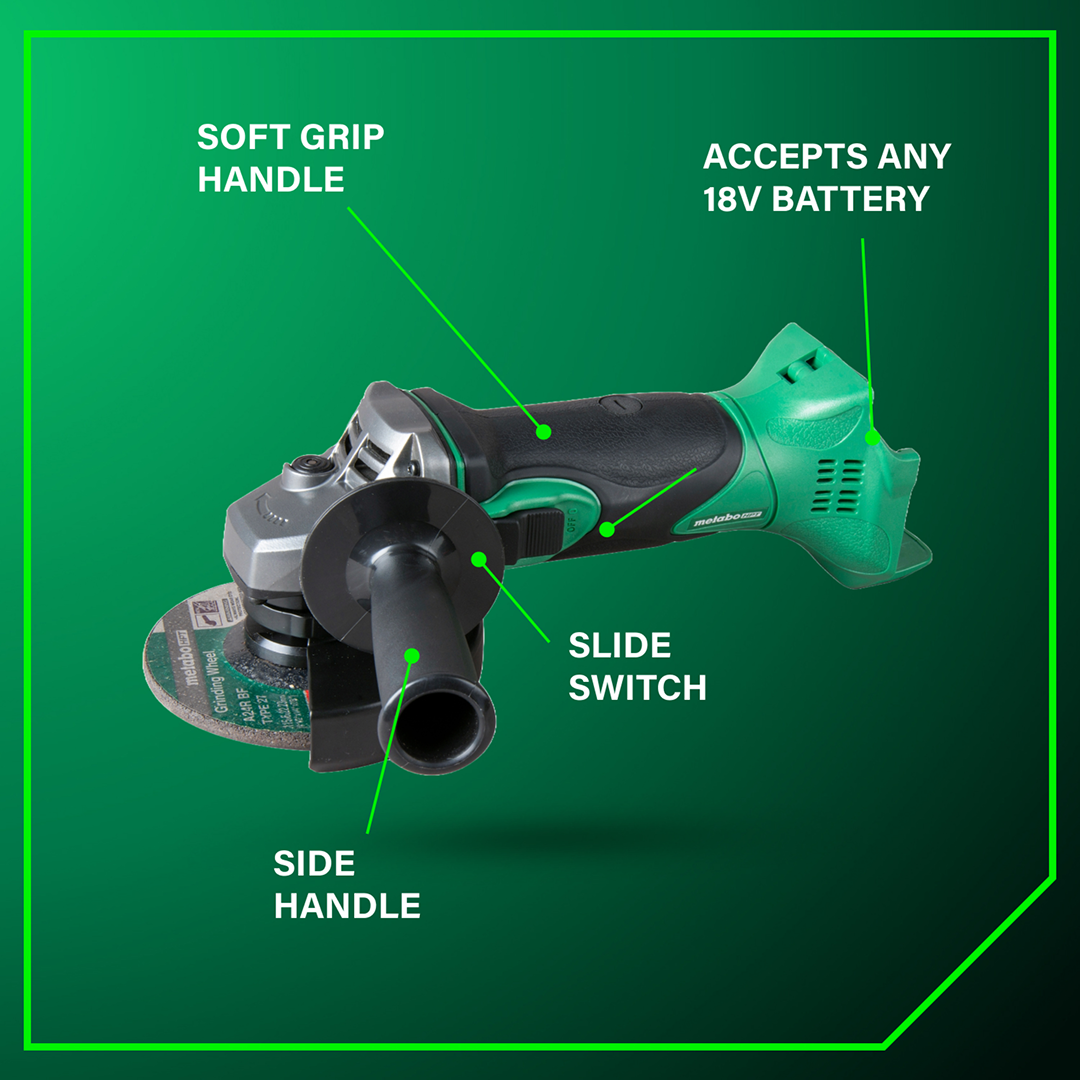 18V 4-1/2 Inch Slide Switch Angle Grinder