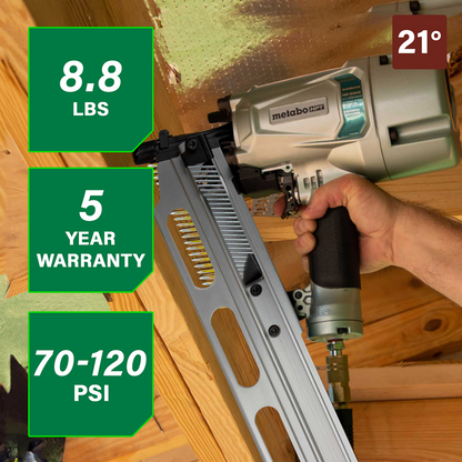 3-1/4" 21-Degree Framing Nailer with Aluminum Magazine