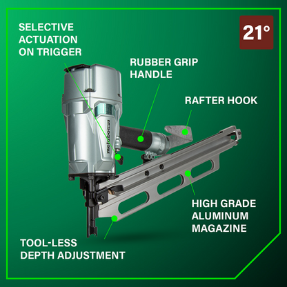 3-1/4" 21-Degree Framing Nailer with Aluminum Magazine