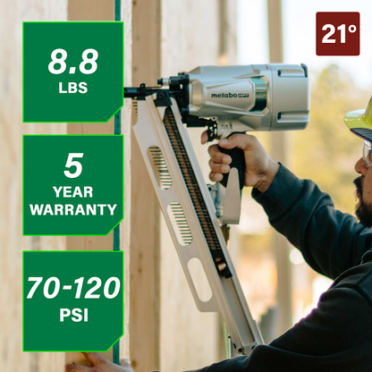 3-1/4" Framing Nailer with Depth Adjustment and Aluminum Magazine