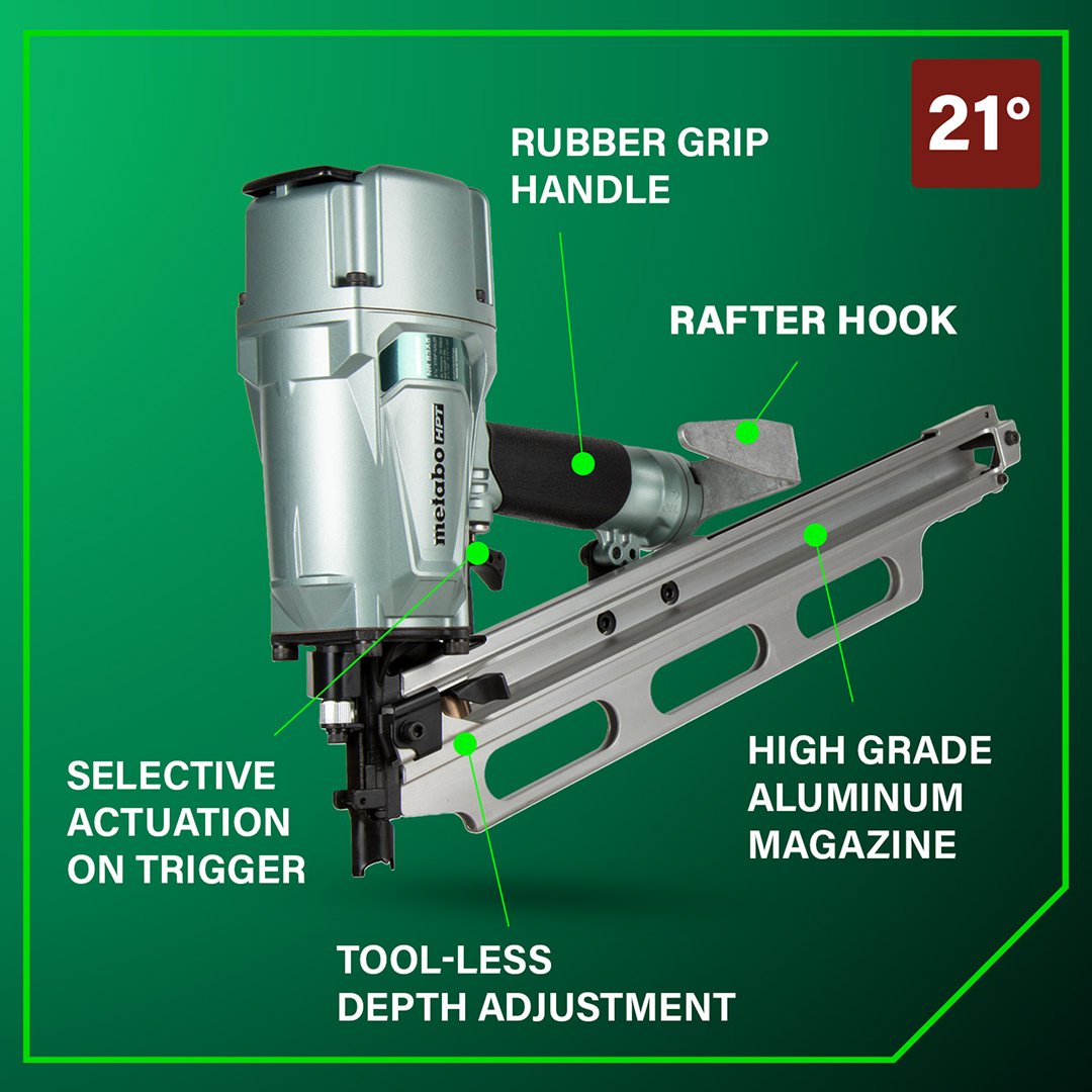 3-1/4" Framing Nailer with Depth Adjustment and Aluminum Magazine