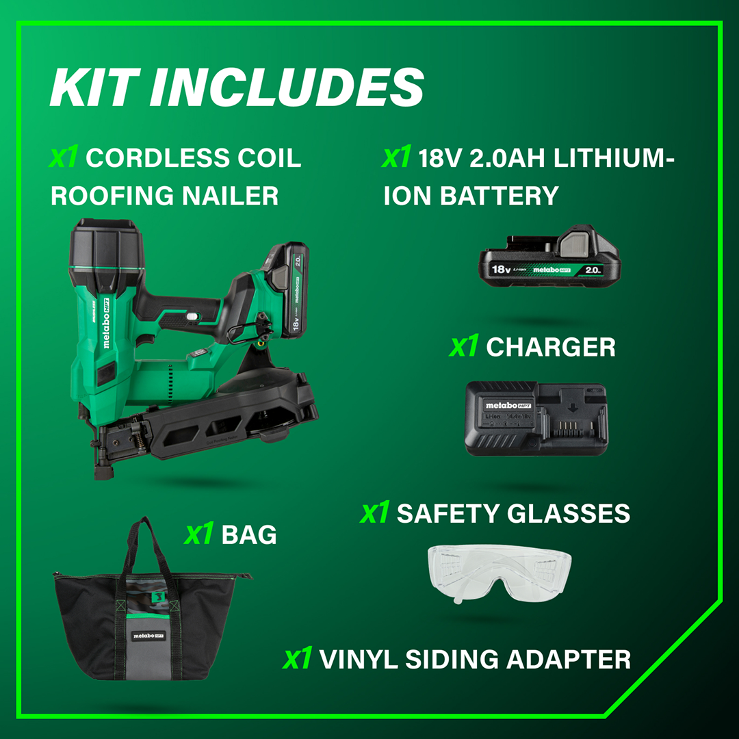 18V MultiVolt™ Brushless 1-3/4" Coil Roofing Nailer (1 x 2.0Ah)