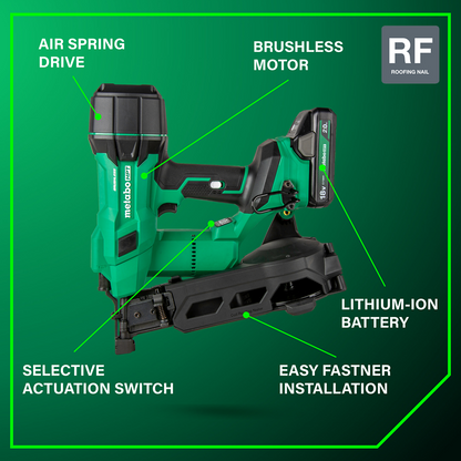 18V MultiVolt™ Brushless 1-3/4" Coil Roofing Nailer (1 x 2.0Ah)