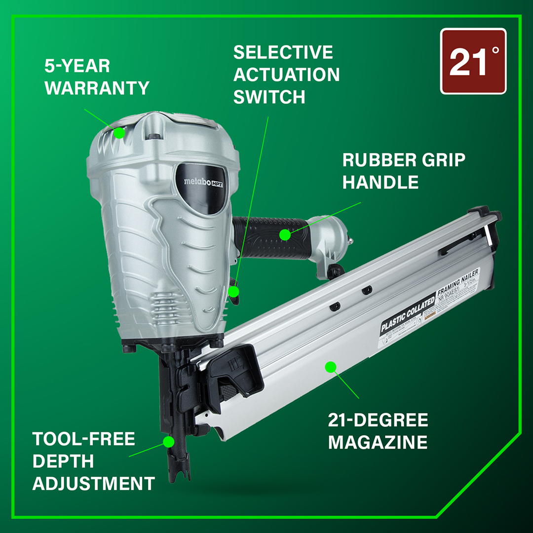 21 Degree Plastic Collated 3-1/2 Inch Framing Nailer