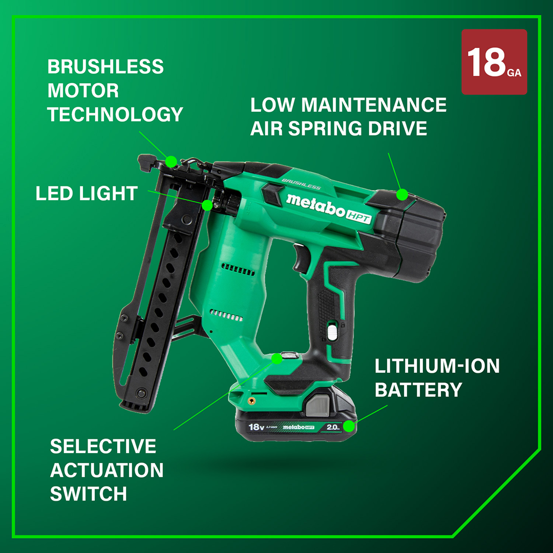 18V MultiVolt™ Brushless 18-Gauge 1/4" Narrow Crown Stapler (1x2.0Ah)