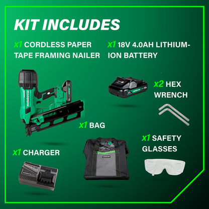 18V MultiVolt Cordless 21° 3-1/2" Plastic Strip Framing Nailer (1x4.0Ah)
