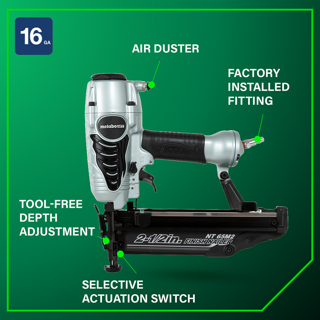 2-1/2 Inch 16 Gauge Finish Nailer with Air Duster